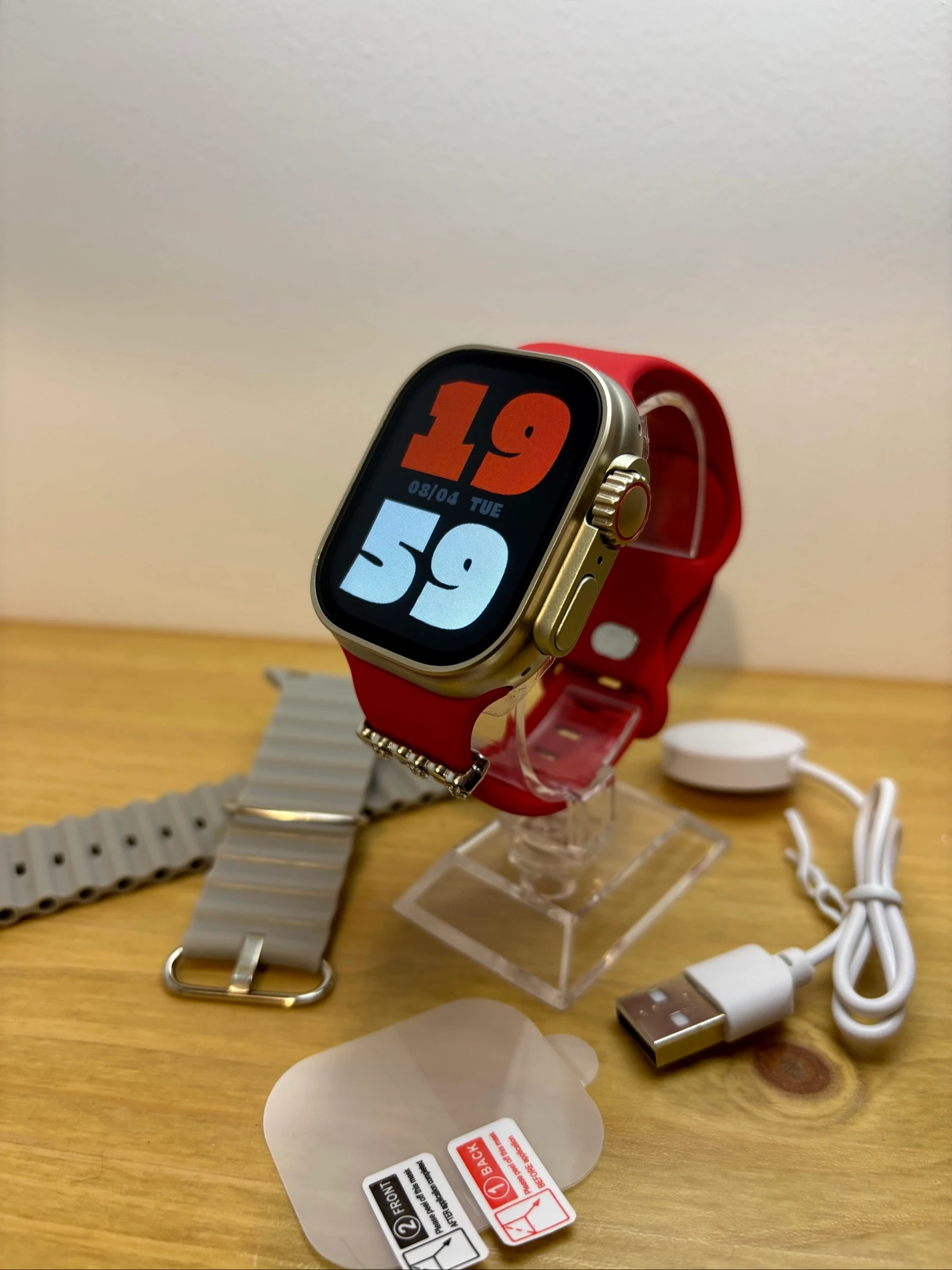 Relógio inteligente T10 Ultra 2 com pulseira vermelha de 45 mm – photo 4